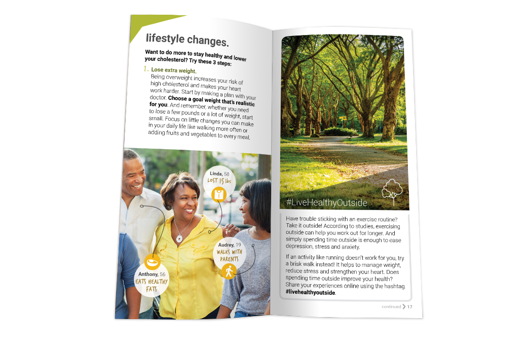 Brochure spread showing Live Healthy Outside tip.