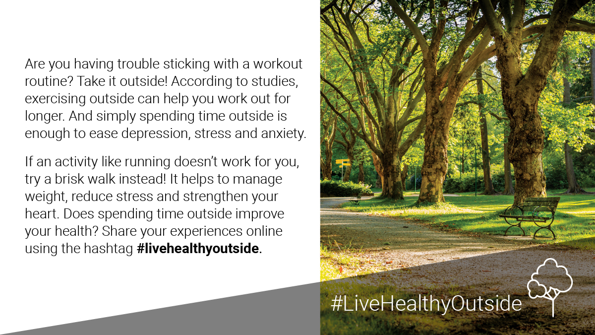 Live healthy outside tip with nature photo.