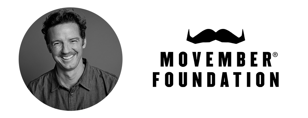 Headshot of Mark Hedstrom of the Movember Foundation with the Movember Foundation logo.