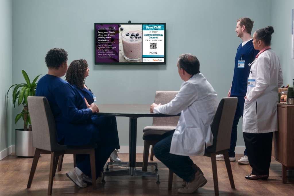 Providers watching a practice engagement device